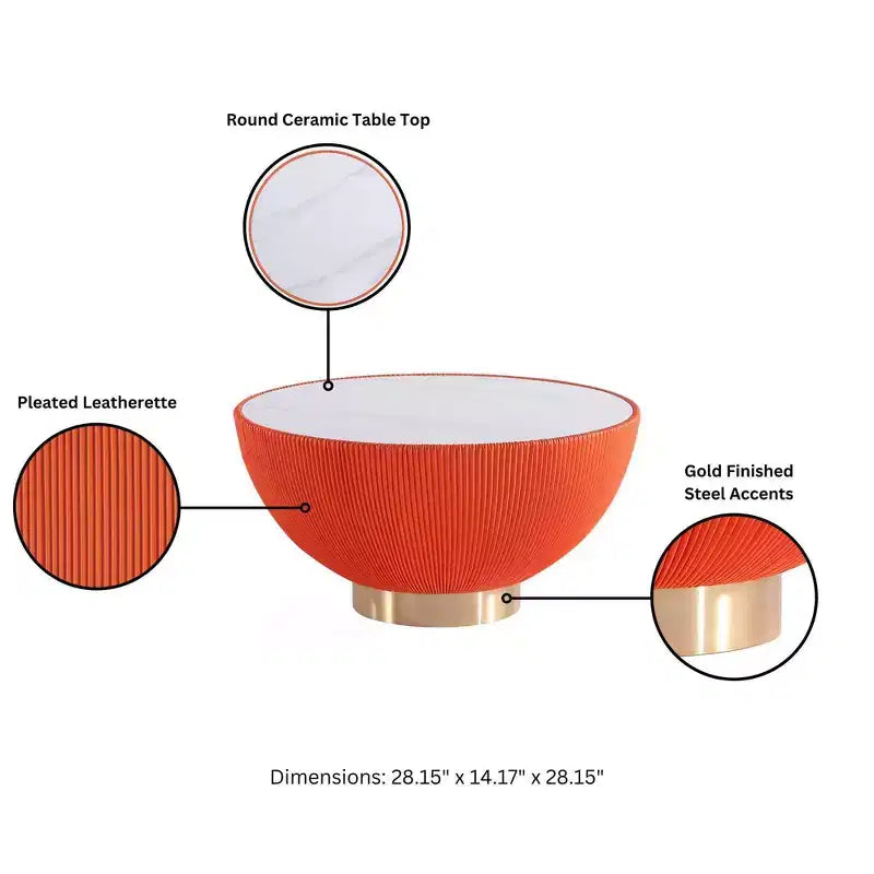 Manhattan Comfort Ensemble de 2 tables basses et tables d'appoint Anderson en similicuir avec plateau en métal