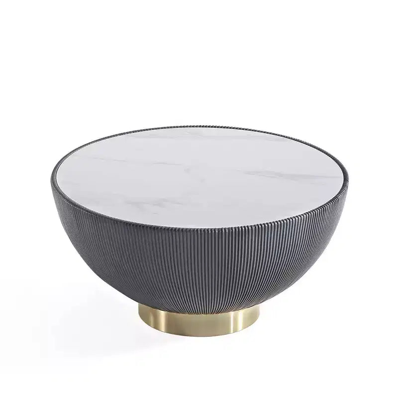 Manhattan Comfort Ensemble de 2 tables basses et tables d'appoint Anderson en similicuir avec plateau en métal