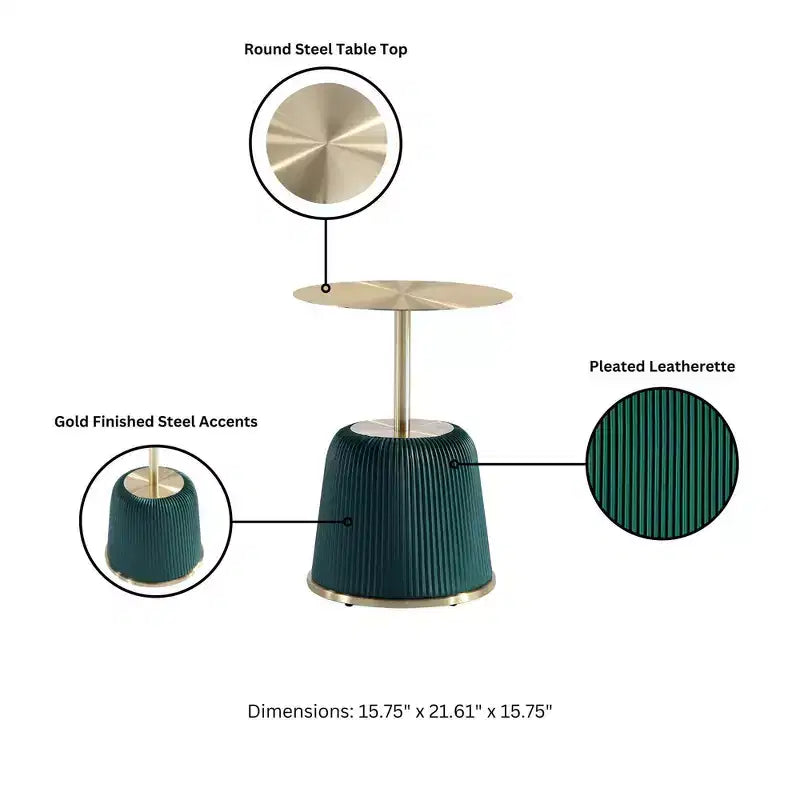 Manhattan Comfort Ensemble de 2 tables basses et tables d'appoint Anderson en similicuir avec plateau en métal