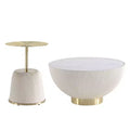 Manhattan Comfort Ensemble de 2 tables basses et tables d'appoint Anderson en similicuir avec plateau en métal