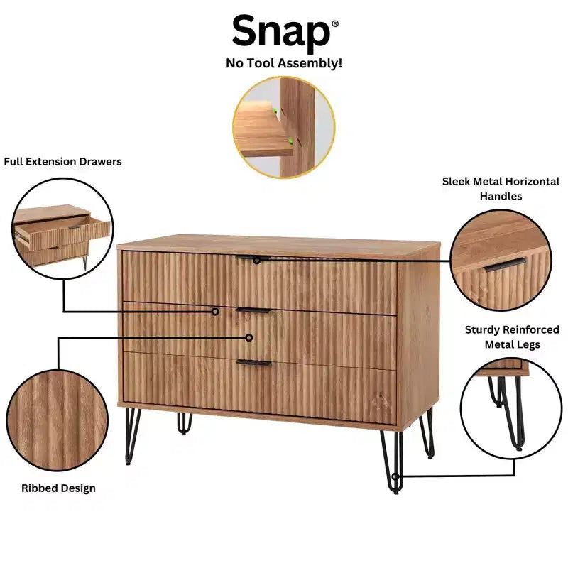 Ensemble commode 3 tiroirs et table de chevet 1 tiroir moderne Manhattan Comfort Dumbo 2 pièces