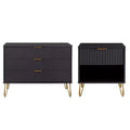 Ensemble commode 3 tiroirs et table de chevet 1 tiroir moderne Manhattan Comfort Dumbo 2 pièces