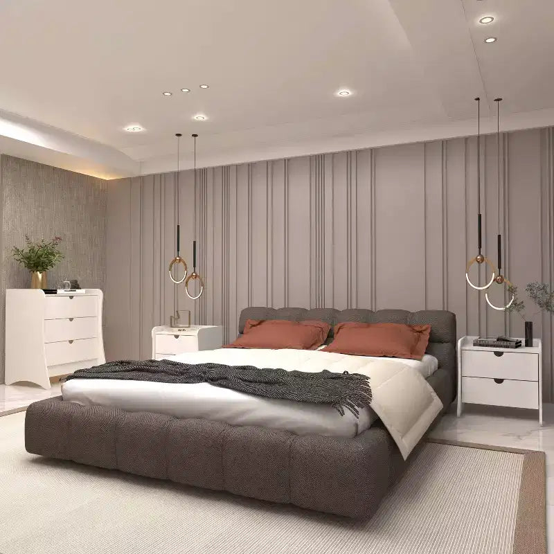 Ensemble de chambre à coucher Manhattan Comfort Coney avec commode et table de chevet 3 pièces