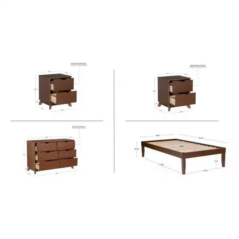 Commode et table de chevet Powell Pensy Twin Platform Bed