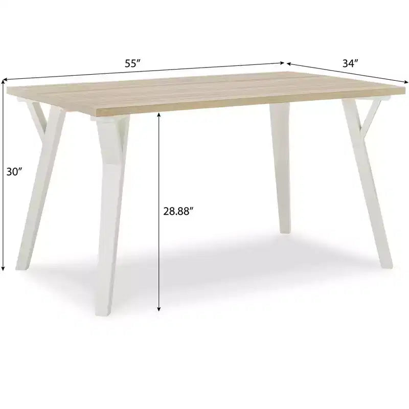 Ensemble de salle à manger Alwynn White et bois naturel 5 pièces, table à manger avec 4 chaises Windsor