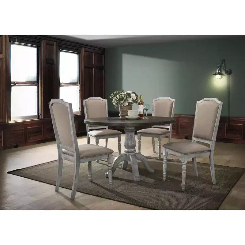 Ensemble de salle à manger en bois Iris de Roundhill Furniture, blanc vieilli, 5 pièces