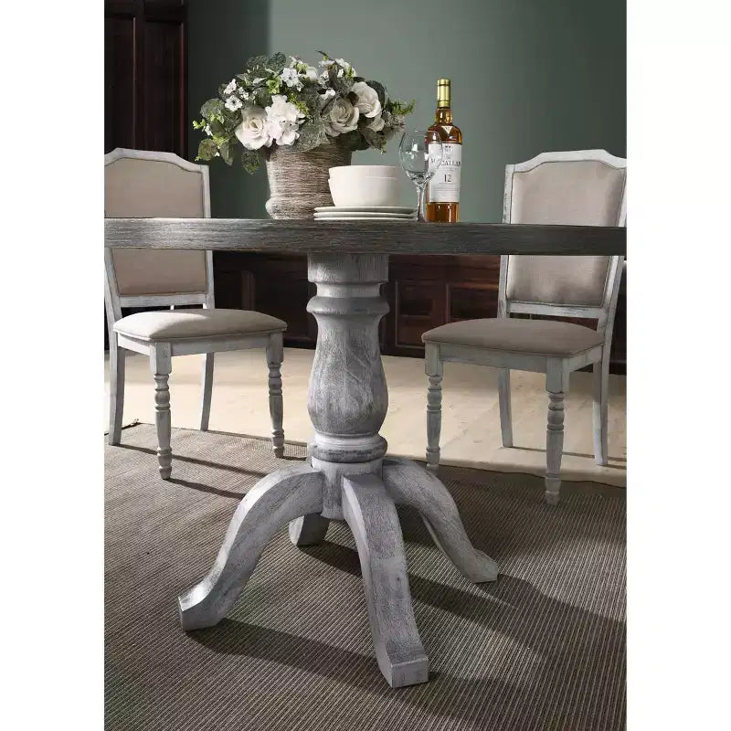 Ensemble de salle à manger en bois Iris de Roundhill Furniture, blanc vieilli, 5 pièces