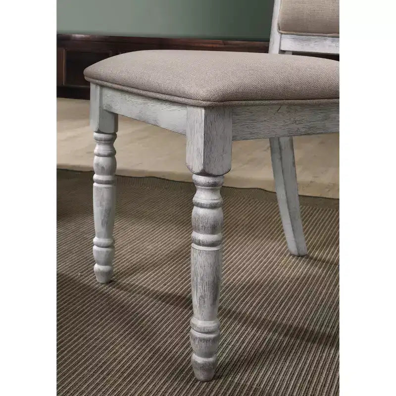 Ensemble de salle à manger en bois Iris de Roundhill Furniture, blanc vieilli, 5 pièces