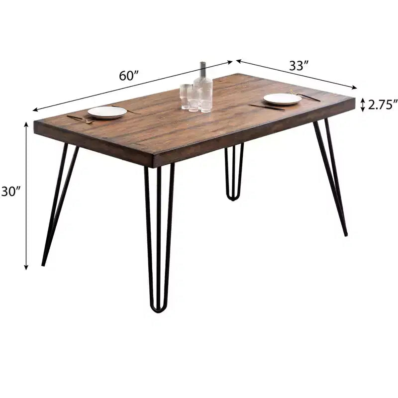 Ensemble de salle à manger 6 pièces Ashzo, table à manger avec pieds épingles à cheveux, 4 chaises et un banc, 3 options de couleur