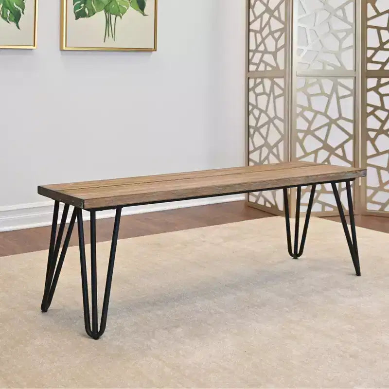 Ensemble de salle à manger 6 pièces Ashzo, table à manger avec pieds épingles à cheveux, 4 chaises et un banc, 3 options de couleur