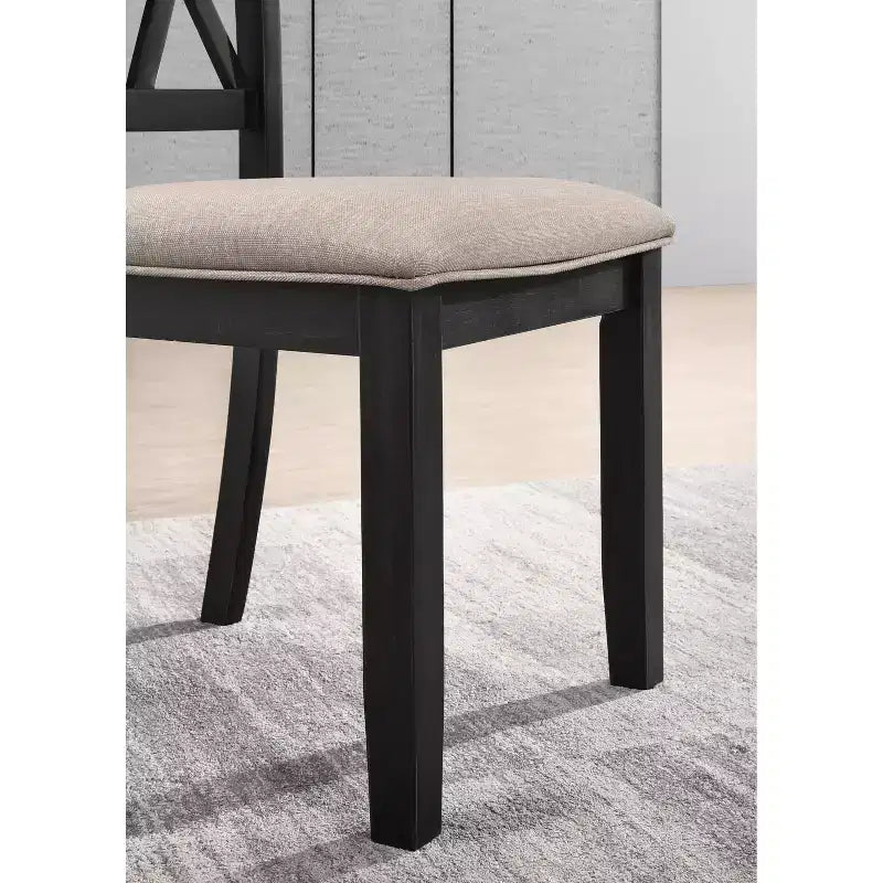 Ensemble de salle à manger Arroyo 7 pièces, table à manger avec pieds en épingle et 6 chaises à dossier croisé, noir intense